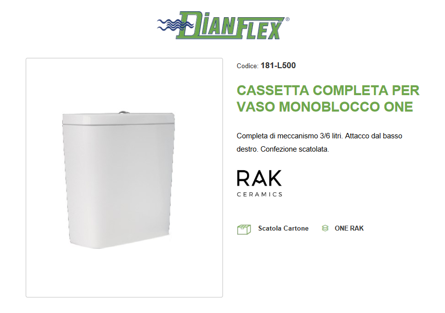 Cassetta completa per vaso monoblocco One Rak