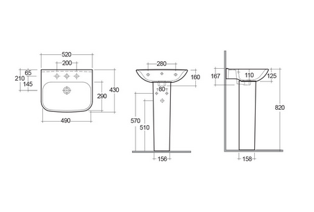 Lavabo monoforo L. 52 cm Rak Origin