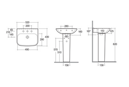 Lavabo monoforo L. 52 cm Rak Origin