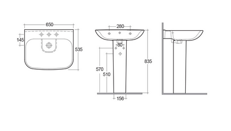 Lavabo monoforo L. 65 cm Rak Origin