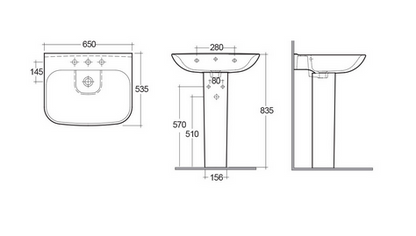 Lavabo monoforo L. 65 cm Rak Origin