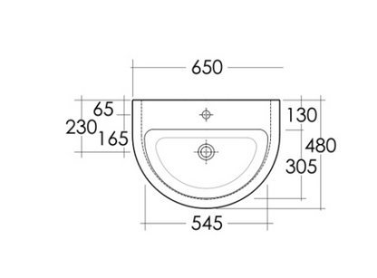 Lavabo monoforo L. 65 cm Rak Moon