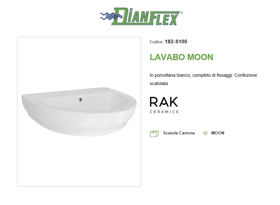 Lavabo monoforo L. 65 cm Rak Moon