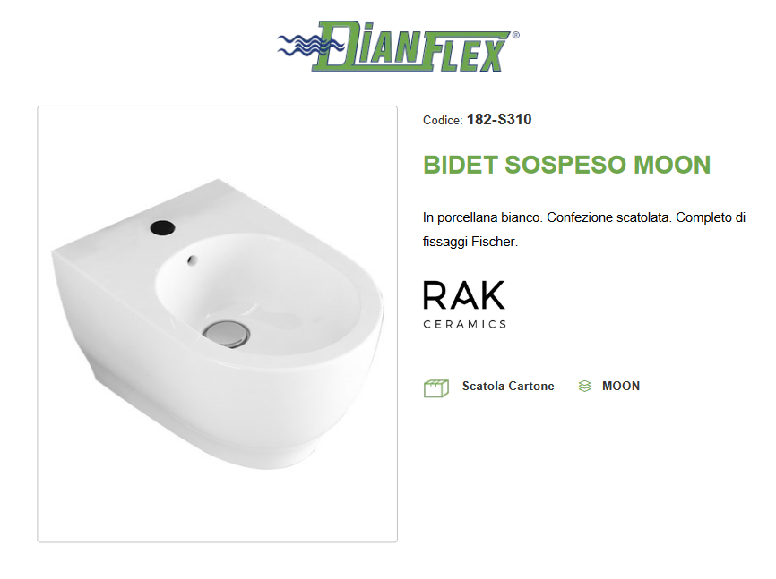 Bidet sospeso erogazione rubinetto Rak Moon