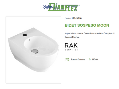 Bidet sospeso erogazione rubinetto Rak Moon