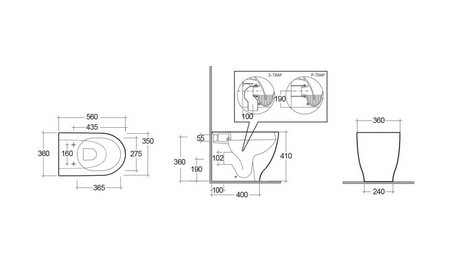 Vaso filo muro rimless Rak Moon