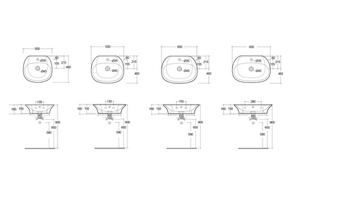 Lavabo monoforo L. 65 cm Rak Sensation