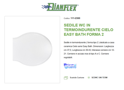Sedile WC  in termoindurente Cielo easy bath forma 2 bianco