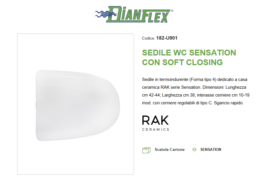 Sedile WC soft closing bianco Rak Sensation