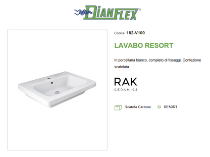 Lavabo monoforo L. 55 cm Rak Resort