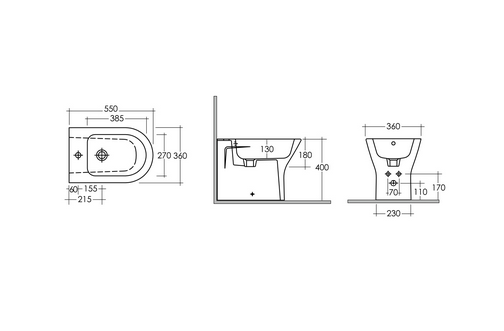 Bidet filo muro erogazione rubinetto Rak Resort