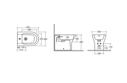 Bidet filo muro erogazione rubinetto Rak Resort