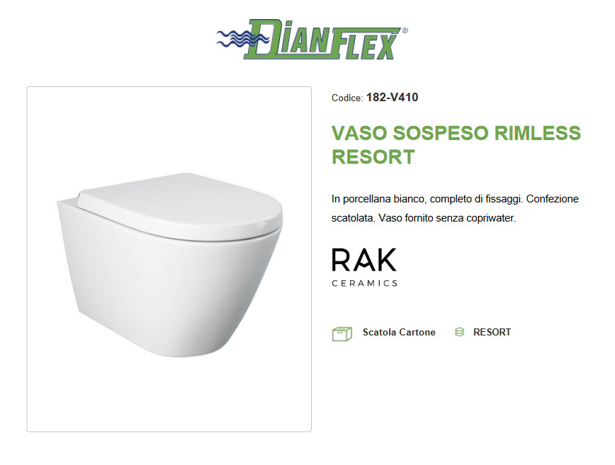 Vaso sospeso rimless Rak Resort