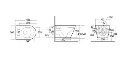 Vaso sospeso rimless fissaggio nascosto Rak Resort