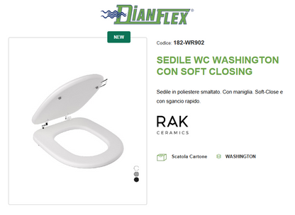 Sedile WC soft closing bianco opaco matt Rak Washington