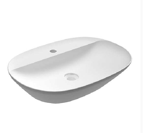 Lavabo da appoggio ovale allungato (monoforo) 60x42 bianco Rak Variant