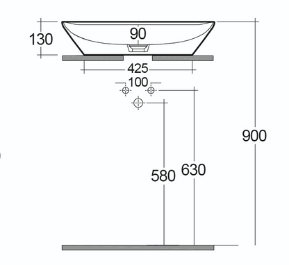 Lavabo da appoggio ovale allungato (monoforo) 60x42 bianco Rak Variant