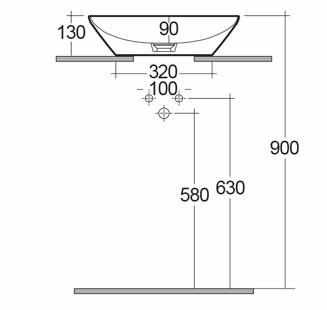 Lavabo da appoggio ovale (senza foro) 50x36 bianco Rak Variant