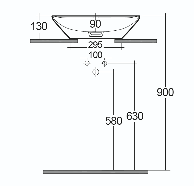 Lavabo da appoggio ovale (monoforo) 50x42 bianco Rak Variant