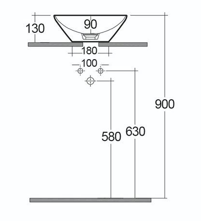 Lavabo da appoggio quadrato (senza foro) 36x36 bianco Rak Variant