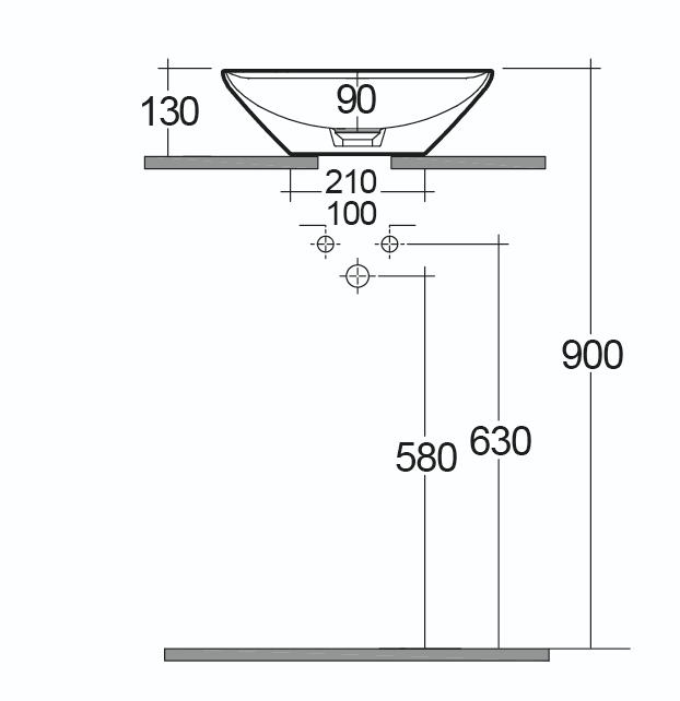 Lavabo da appoggio quadrato (monoforo) 42x42 bianco Rak Variant