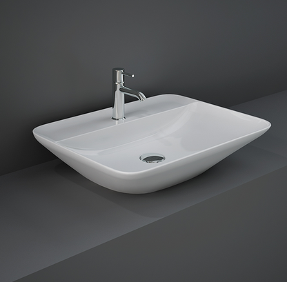 Lavabo da appoggio rettangolare (monoforo) 55x42 Bianco Rak Variant