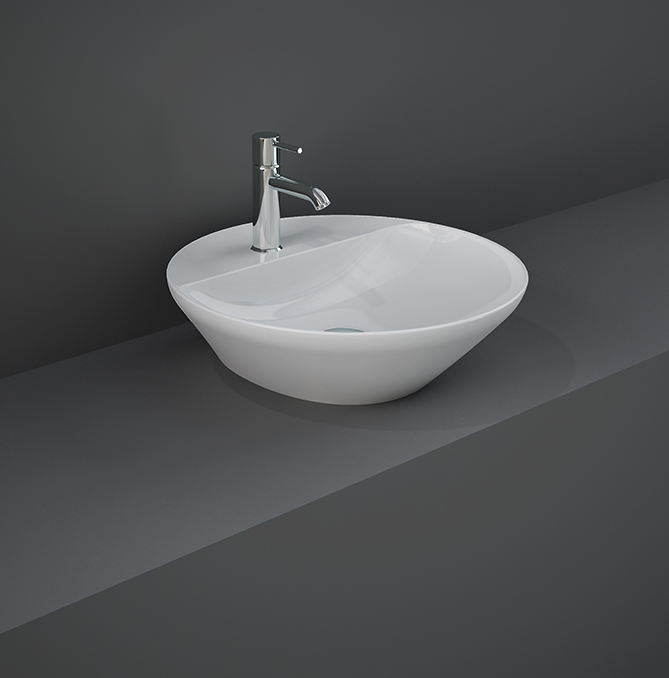 Lavabo da appoggio tondo (monoforo) 42x42 bianco Rak Variant