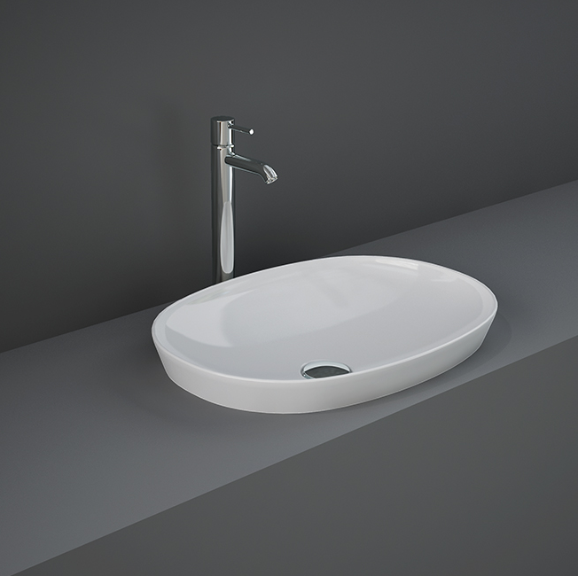 Lavabo ad incasso ovale senza foro 50x36 bianco