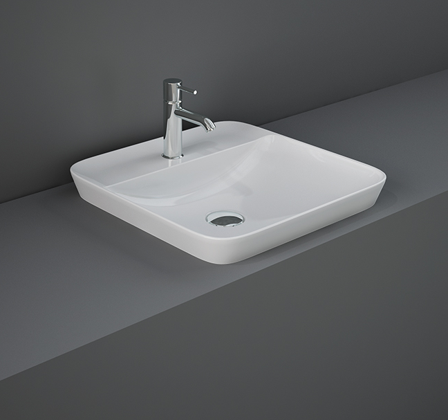 Lavabo ad incasso quadrato monoforo 42x42 bianco Rak Variant