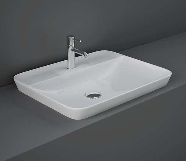 Lavabo ad incasso rettangolare monoforo 55x42 bianco Rak Variant