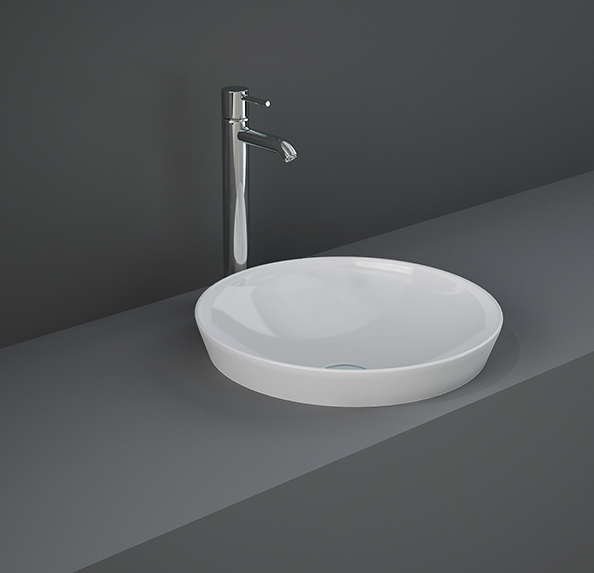 Lavabo ad incasso tondo senza foro 36x36 bianco Rak Variant