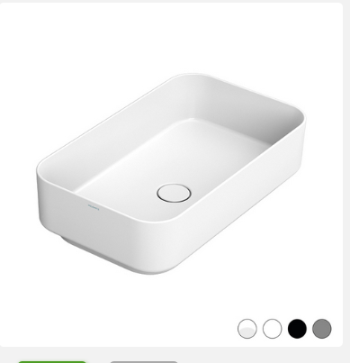 Lavabo da appoggio rettangolare 64x38 cm bianco opaco Dolomite Noemi