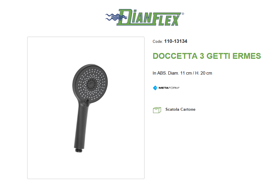 Doccetta 3 getti Ermes nero matt diam. 110 mm