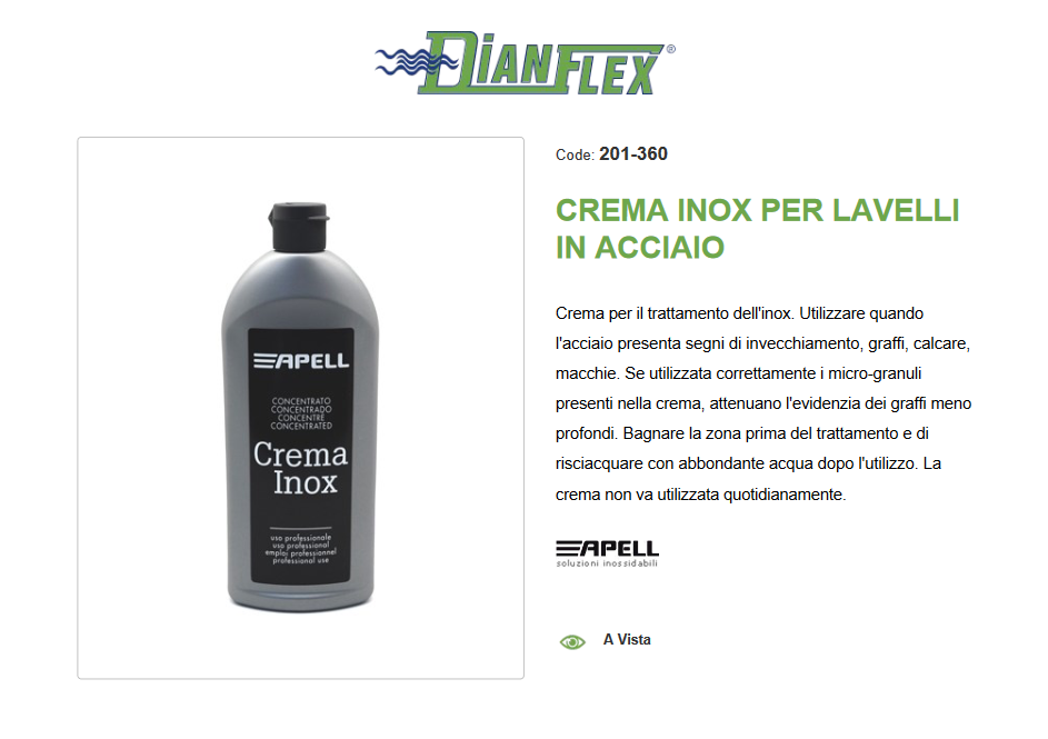 Crema inox per lavelli in acciaio 250 ml