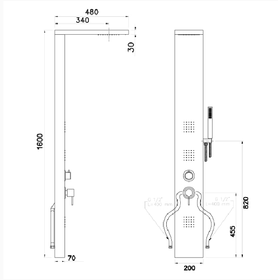 Parete attrezzata modello Manhattan plus c/miscelatore termostatico