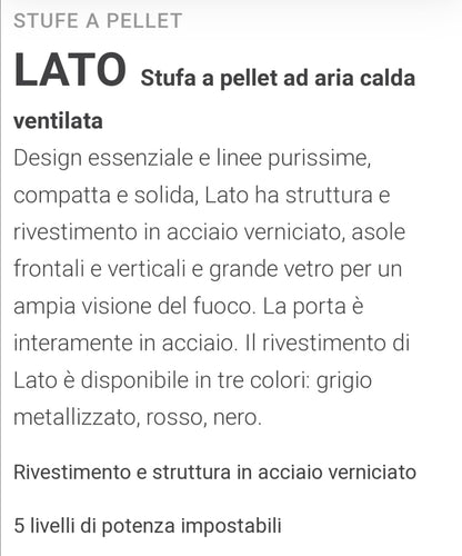 Lato Stufa a Pellet Kw10 Grigio Caminetti Montegrappa