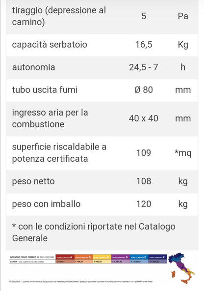 Poêle à pellets Landa Kw10 Caminetti Montegrappa