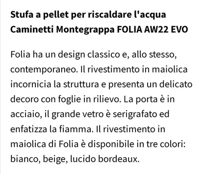 Folia Bordeaux AW22 Stufa a Pellet Caminetti Montegrappa