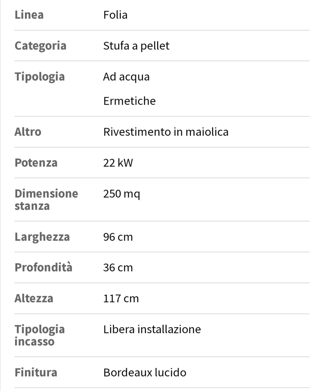 Folia Bordeaux AW22 Pellet Stove Caminetti Montegrappa