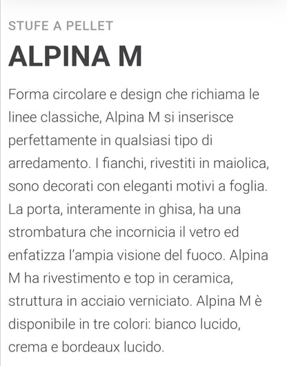 Alpina MX16 Pellet Stove Caminetti Montegrappa