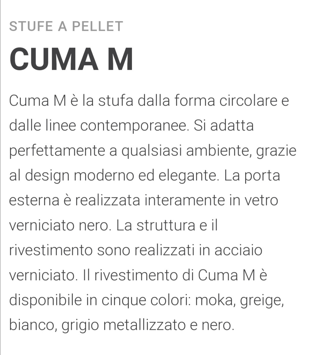 Cuma MP14 Bianco Stufa a Pellet Aria Calda Ventilata Caminetti Montegrappa