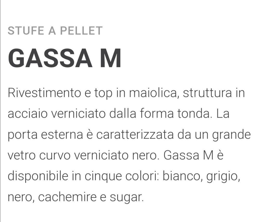Gassa Bianco MX16 Stufa a Pellet Caminetti Montegrappa