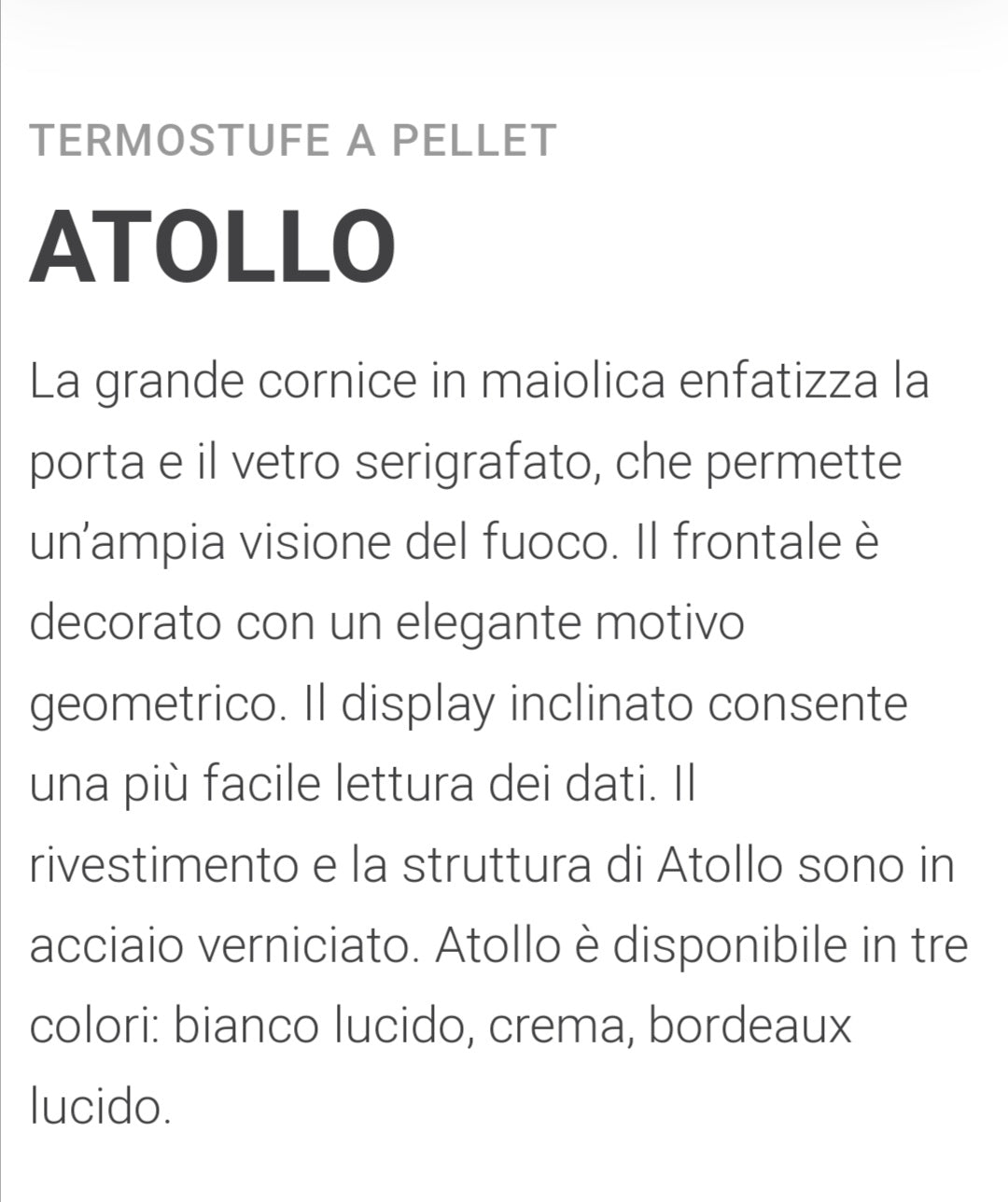 Atollo AQ32S Stufa a Pellet Idro Caminetti Montegrappa