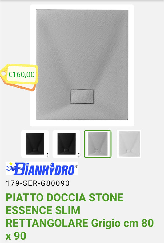 Piatto Doccia Stone Essence 80x90 Grigio