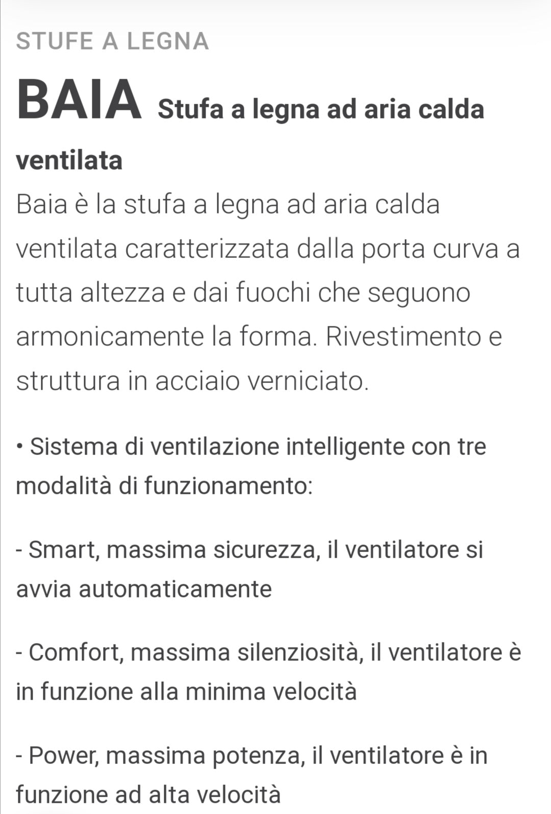 Baia Stufa a Legna Ventilata Grigio