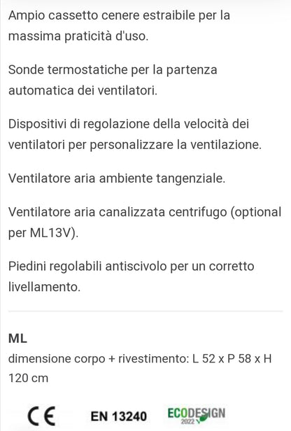 Tile ML13V Stufa a Legna Ventilata Tortora