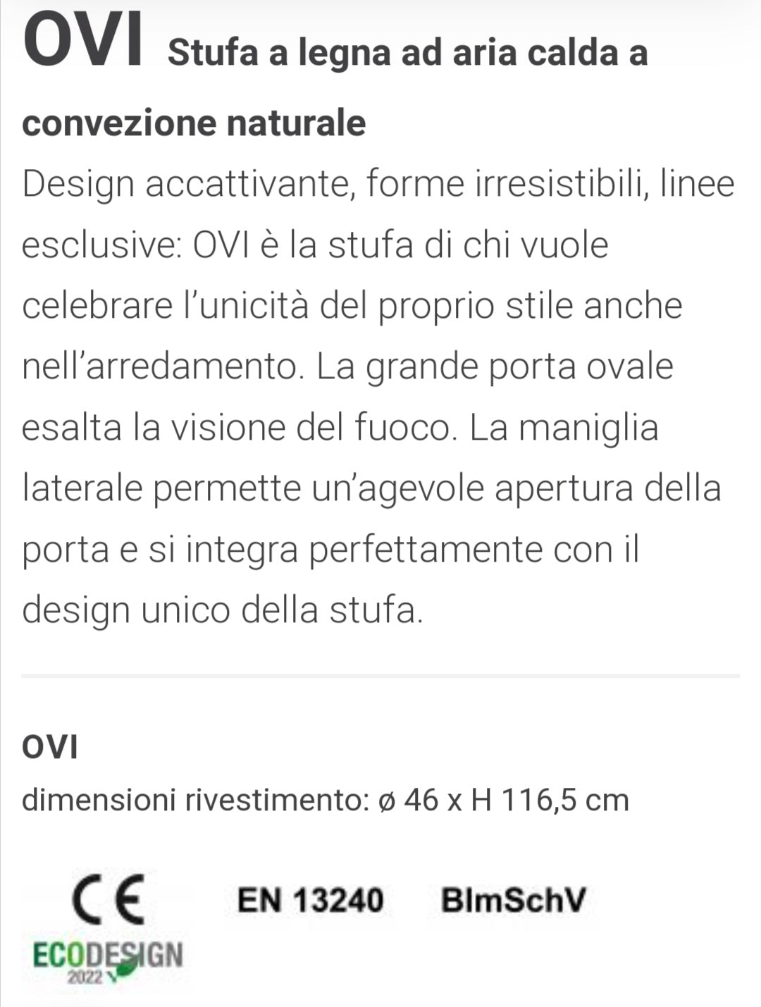 Ovi Stufa a Legna Convezione Naturale Caminetti Montegrappa