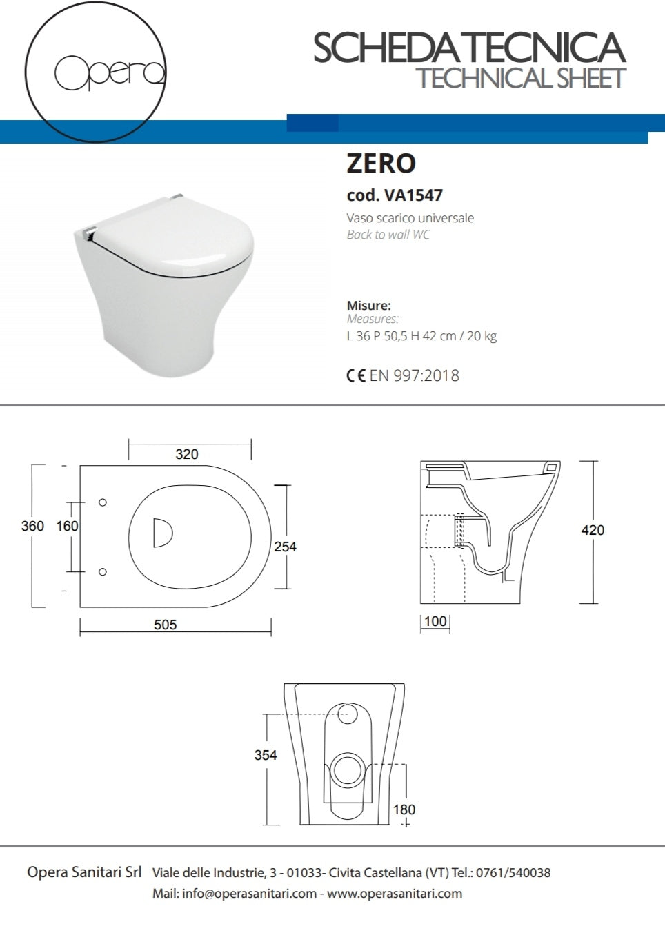 Zero Vaso S/Brida Opera