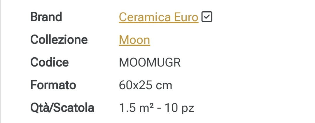 Moon Muretto Grigio 25x60 Ceramica Euro