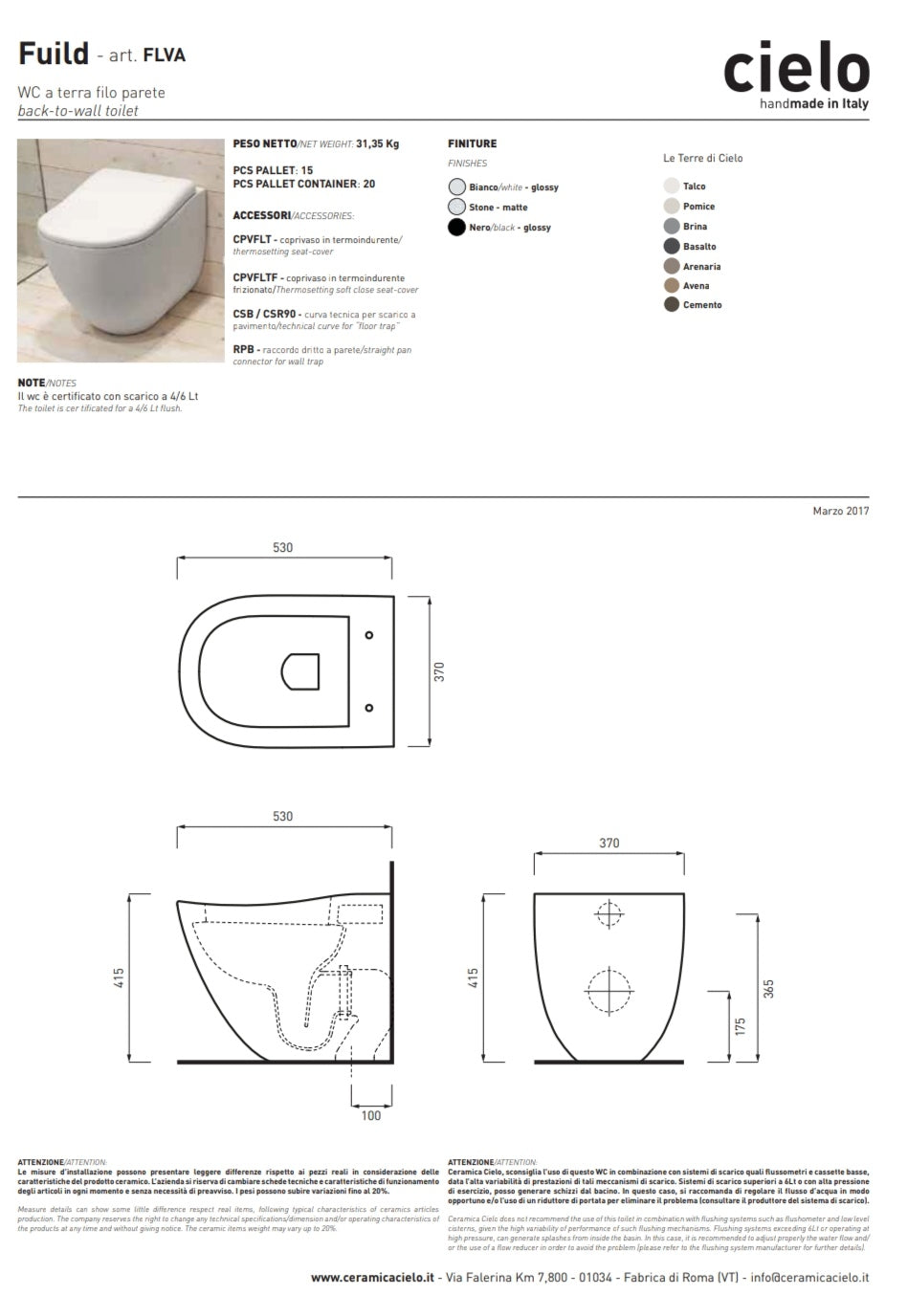 Fluid Vaso Terra Bianco Filo Muro Ceramica Cielo